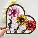 Gift For Mother,Gift For Grandma,Love,Happy - First Mom Then Grandma Now Great Grandma - Personalized 2-Layered Wooden Plaque With Stand