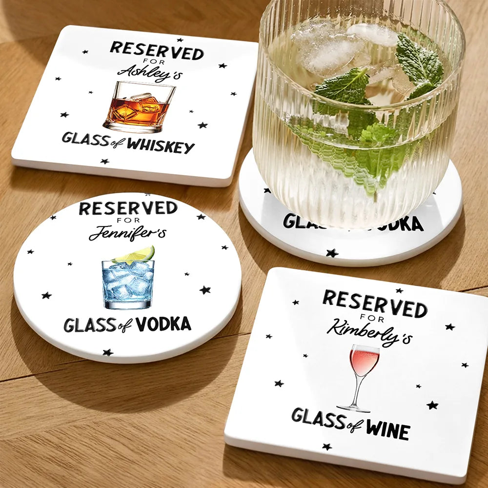 Gift For Mother,Family,Funny - Reserved For Your Cup Of Drink 3D Effect Bestie Family - Personalized Ceramic Coaster