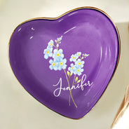 Gift For Women,Gift For Mother,Gift For Grandma,Gift For Wife,Gift For Daughter,Happy - Watercolor Birth Flower Mother Daughter Sister Custom Name - Personalized Ring Dish