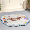 Gift For Grandma,Gift For Grandpa,Grandpa - Grandkids,Grandma - Grandkids,Gift For Women,Gift For Men,Happy,Stick Figure,Pet Lovers - Faux Embroidery Effect Stick Figures Spoiled Grandkids Live Here - Personalized Custom Shaped Doormat