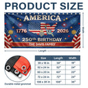 Family,Parents,Happy,America 250th - Faux Embroidery Effect 250th Birthday America Family Name - Personalized Horizontal Banner