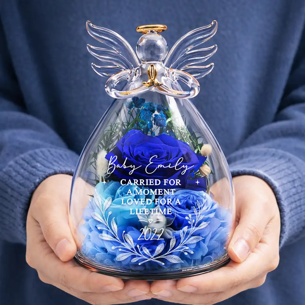 Memorial,New Mom,New baby, Icon - Baby Loss Memorial Carried For A Moment Loved For A Lifetime - Personalized Flower In Glass Angel Figurine