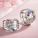 Gift For Mother,Love,Mom - Daughters (Adult),Happy,Gift For Daughter - Custom Gemstones Love You Always Mom And Daughters - Personalized Birthstone Heart Ring