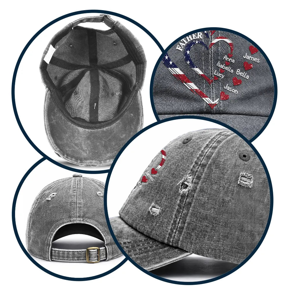 Happy,Gift For Father,Gift For Grandpa,Gift For Men,Independence Day,America 250th,Icon,Adorable  - Grandpa's Daddy's Sweethearts Independence Day - Personalized Distressed Cap