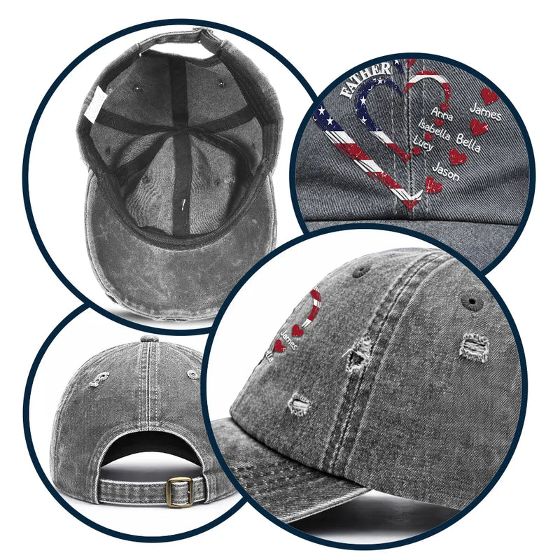 Happy,Gift For Father,Gift For Grandpa,Gift For Men,Independence Day,America 250th,Icon,Adorable  - Grandpa's Daddy's Sweethearts Independence Day - Personalized Distressed Cap