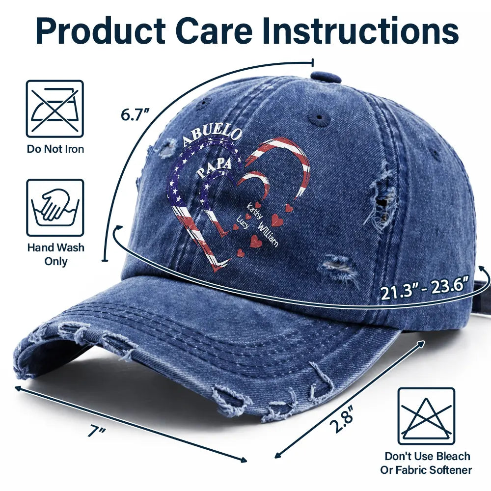 Happy,Gift For Father,Gift For Grandpa,Gift For Men,Independence Day,America 250th,Icon,Adorable  - Grandpa's Daddy's Sweethearts Independence Day - Personalized Distressed Cap