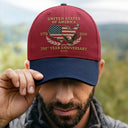 Happy,Independence Day,Gift For Men,Gift For Yourself,Gift For Women,America 250th,Proud - Faux Embroidery Effect Patriotic USA 250th Anniversary - Personalized Two Tone Cap