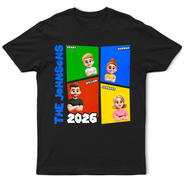 Gift For Father,Gift For Grandpa,Non-Eng,Vector,Proud - Family Name Basic Color Arcade Theme - Personalized T Shirt