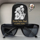 Gift For Father,Gift For Grandpa,Non-Eng,Photo - Pencil Sketch (Bold),Proud - Custom Photo Bold Sketch Drive Safe Daddy Grandpa We Love You Family Portrait - Personalized Sunglasses Holder For Car Visor