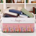 Birth Month Flower Watercolor Blooming In Love - Personalized Storage Basket