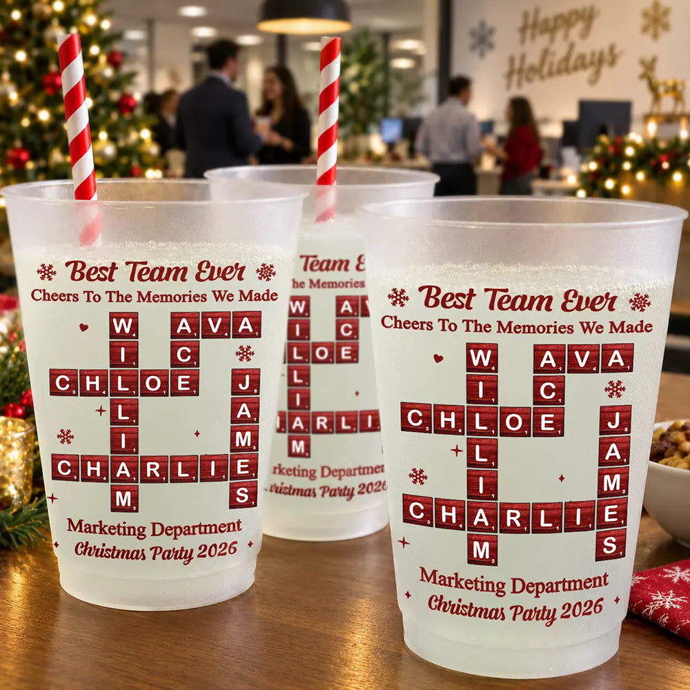 Christmas,Crossword,Gift For Colleagues,Sentimental - Christmas Gift For Coworkers Team - Personalized Crossword Names & Team Name Best Team Ever Frosted Cups