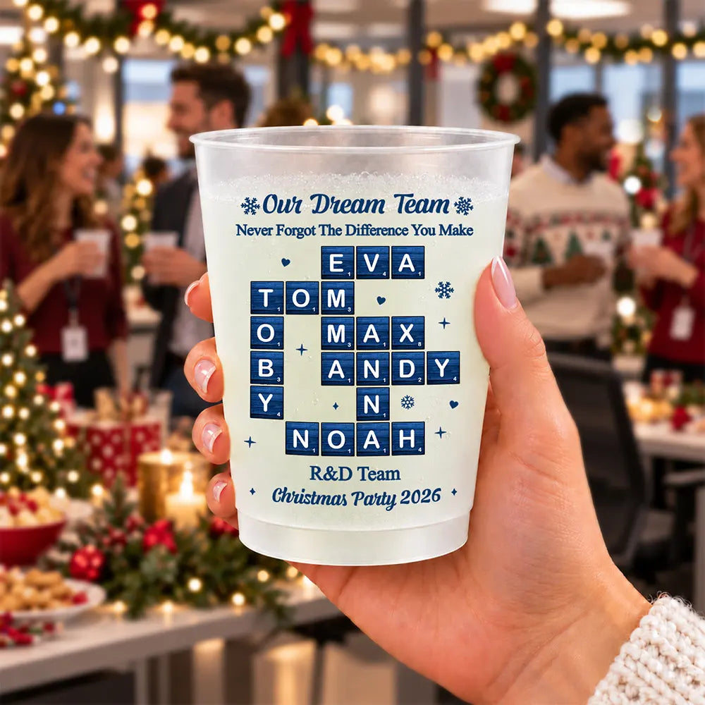 Christmas,Crossword,Gift For Colleagues,Sentimental - Christmas Gift For Coworkers Team - Personalized Crossword Names & Team Name Best Team Ever Frosted Cups