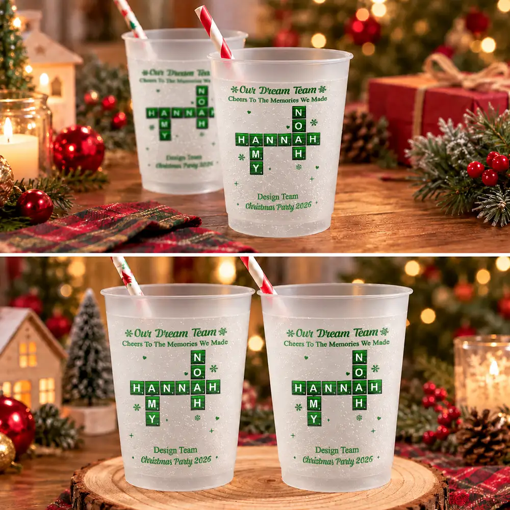 Christmas,Crossword,Gift For Colleagues,Sentimental - Christmas Gift For Coworkers Team - Personalized Crossword Names & Team Name Best Team Ever Frosted Cups