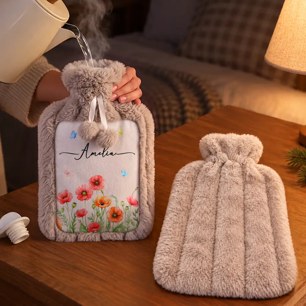 Christmas, Confident, Gift For Women, Gift For Yourself, Gifts For Her, Vector - Birthday, Christmas Gift For Her, Daughter, Mom, Friends - Personalized Birth Flower And Name Hot Water Bottle