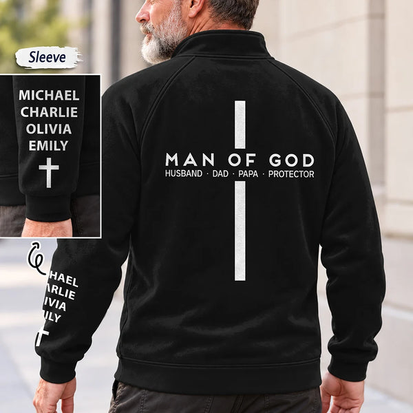 Custom Text,Gift For Grandpa,Gifts For Him,Happy - Pride Christian Gifts For Men, Husband, Dad - Personalized Man Of God Quarter Zip Sweatshirt