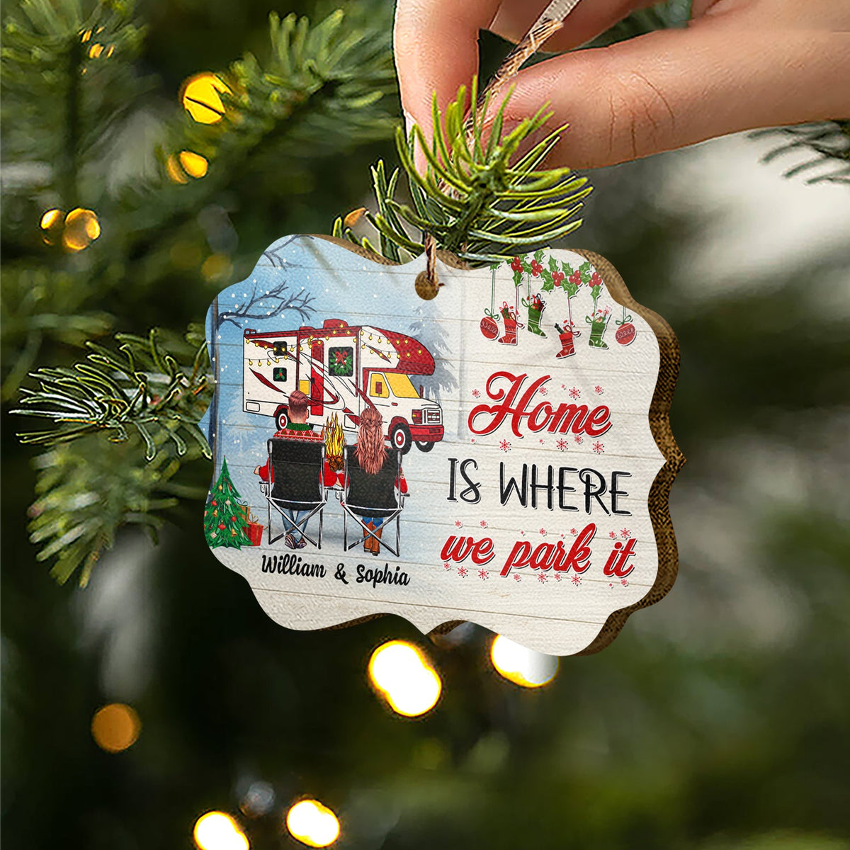 Home Is Where - Gift For Camping Lovers - Personalized Custom Wooden Ornament, Aluminum Ornament