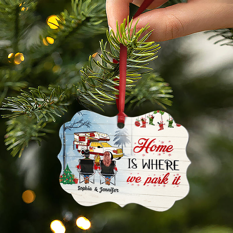 Home Is Where - Gift For Camping Lovers - Personalized Custom Wooden Ornament, Aluminum Ornament