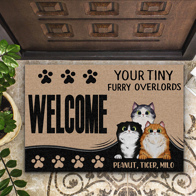Your Tiny Furry Overlords - Gift For Cat Lovers - Personalized Custom Doormat