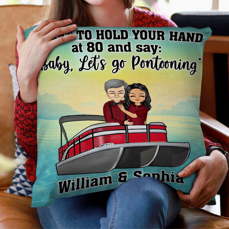 Hold Your Hand At 80 - Gift For Pontoon Couple - Personalized Custom Pillow
