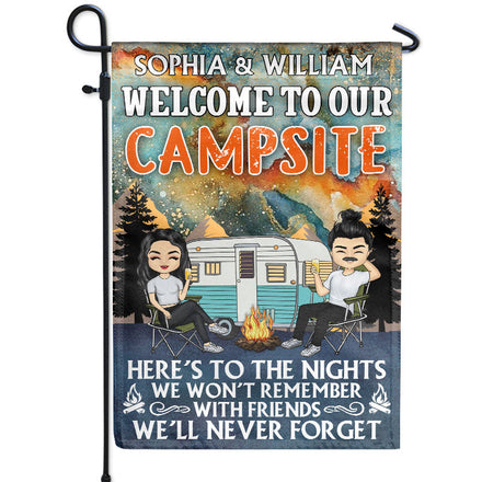 Voici les nuits dont nous ne nous souviendrons pas - Cadeau pour les amateurs de camping - Drapeau personnalisé
