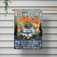 Voici les nuits dont nous ne nous souviendrons pas - Cadeau pour les amateurs de camping - Drapeau personnalisé