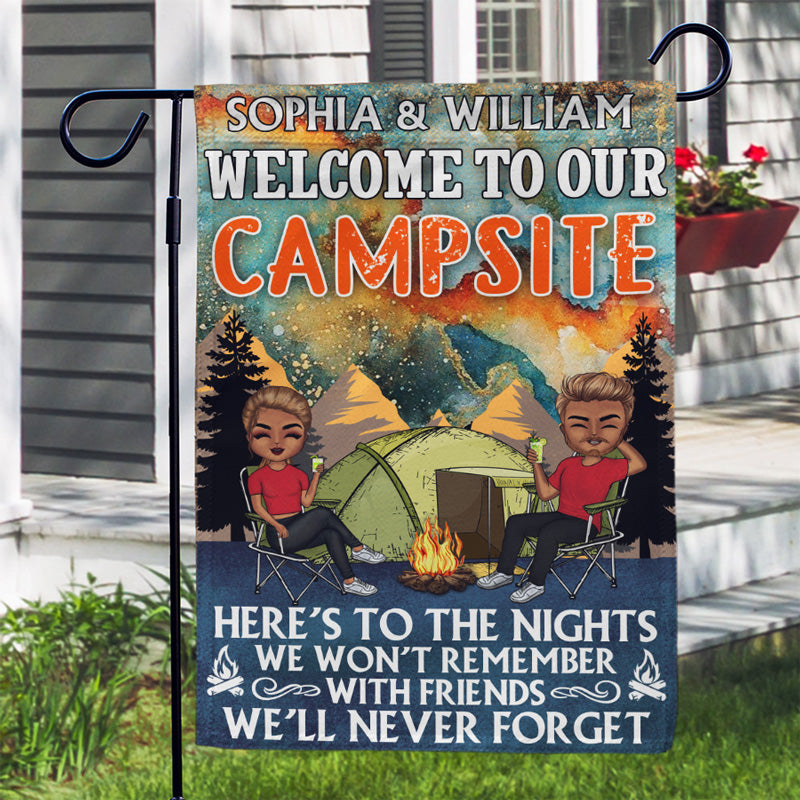 Voici les nuits dont nous ne nous souviendrons pas - Cadeau pour les amateurs de camping - Drapeau personnalisé