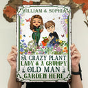 A Crazy Plant Lady Grumpy Old Man - Gift For Gardener - Personalized Custom Classic Metal Signs