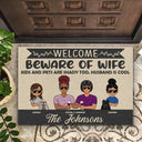 Beware Of Husband Pets Are Shady Too - Gift For Dog Cat Lovers - Personalized Custom Doormat