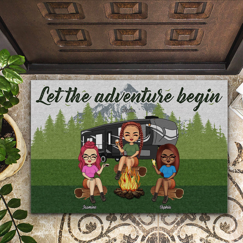 Best Friends Let The Adventure Begin - Camping Gift For Family, BFF Besties & Siblings - Personalized Custom Doormat