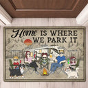 Home Is Where We Park It - Camping Gifts For Couples, Family, Campers, Dog Lovers, Cat Lovers - Personalized Doormat