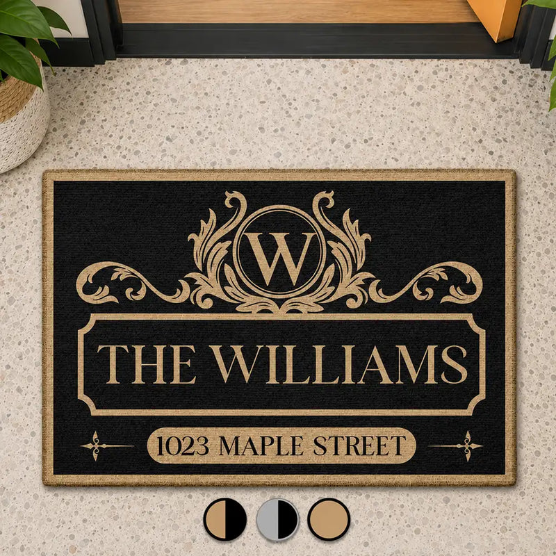 Family Monogram With Address Vintage Decor - Personalized Doormat