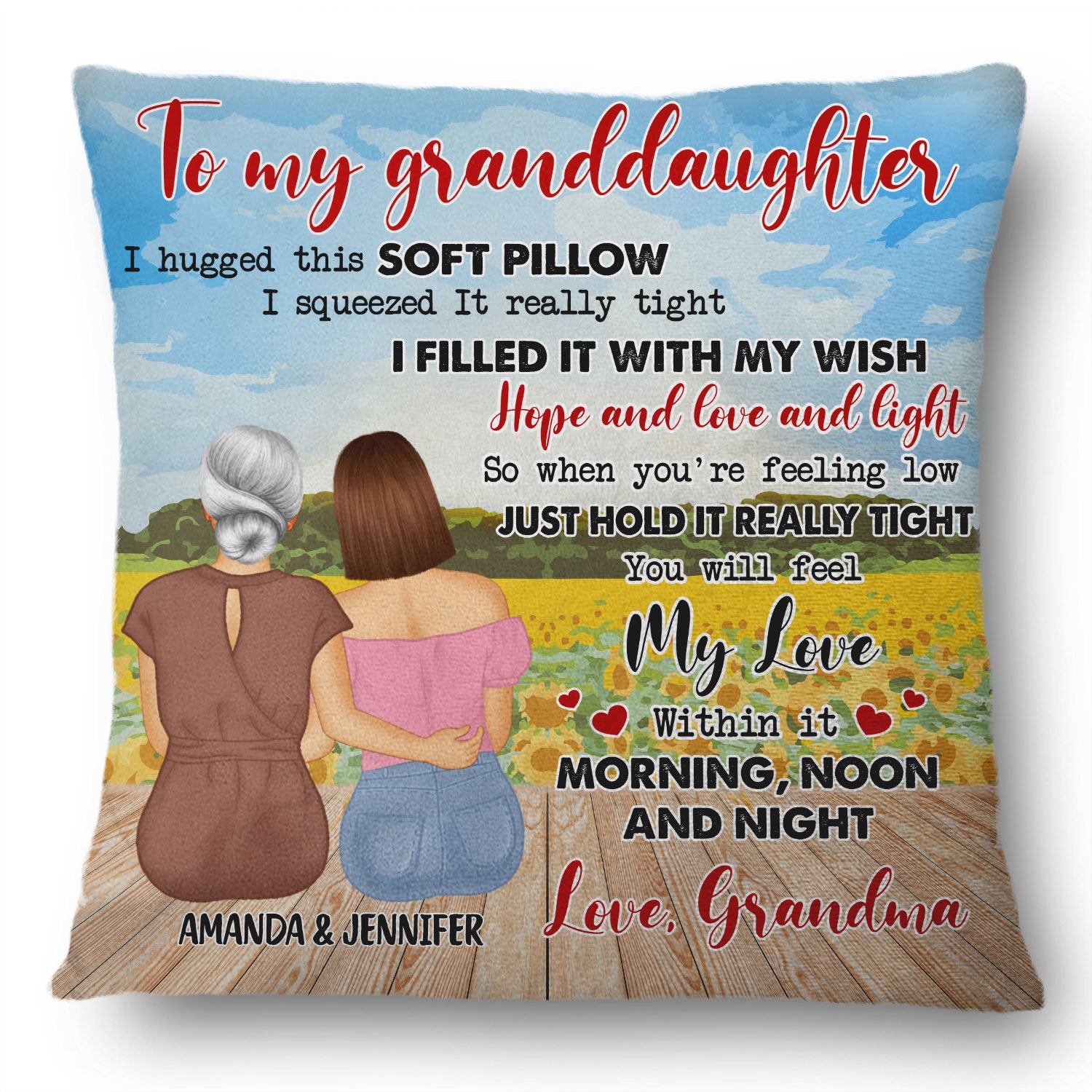 Hugged This Soft Pillow - Gift For Daughter, Granddaughter - Personalized Pillow