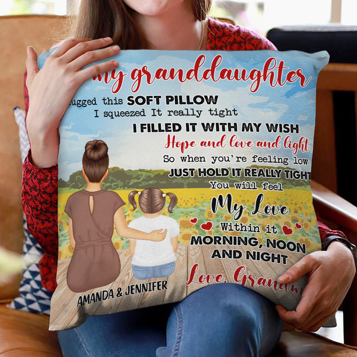 Hugged This Soft Pillow - Gift For Daughter, Granddaughter - Personalized Pillow