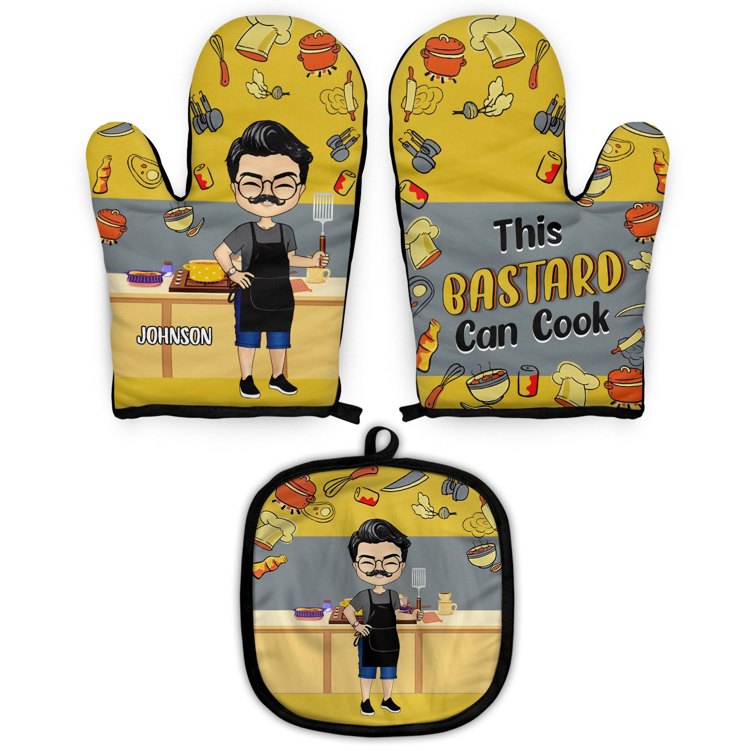 This Can Cook - Gift For Him, Gift For Father - Personalized Oven Mitts, Pot Holder