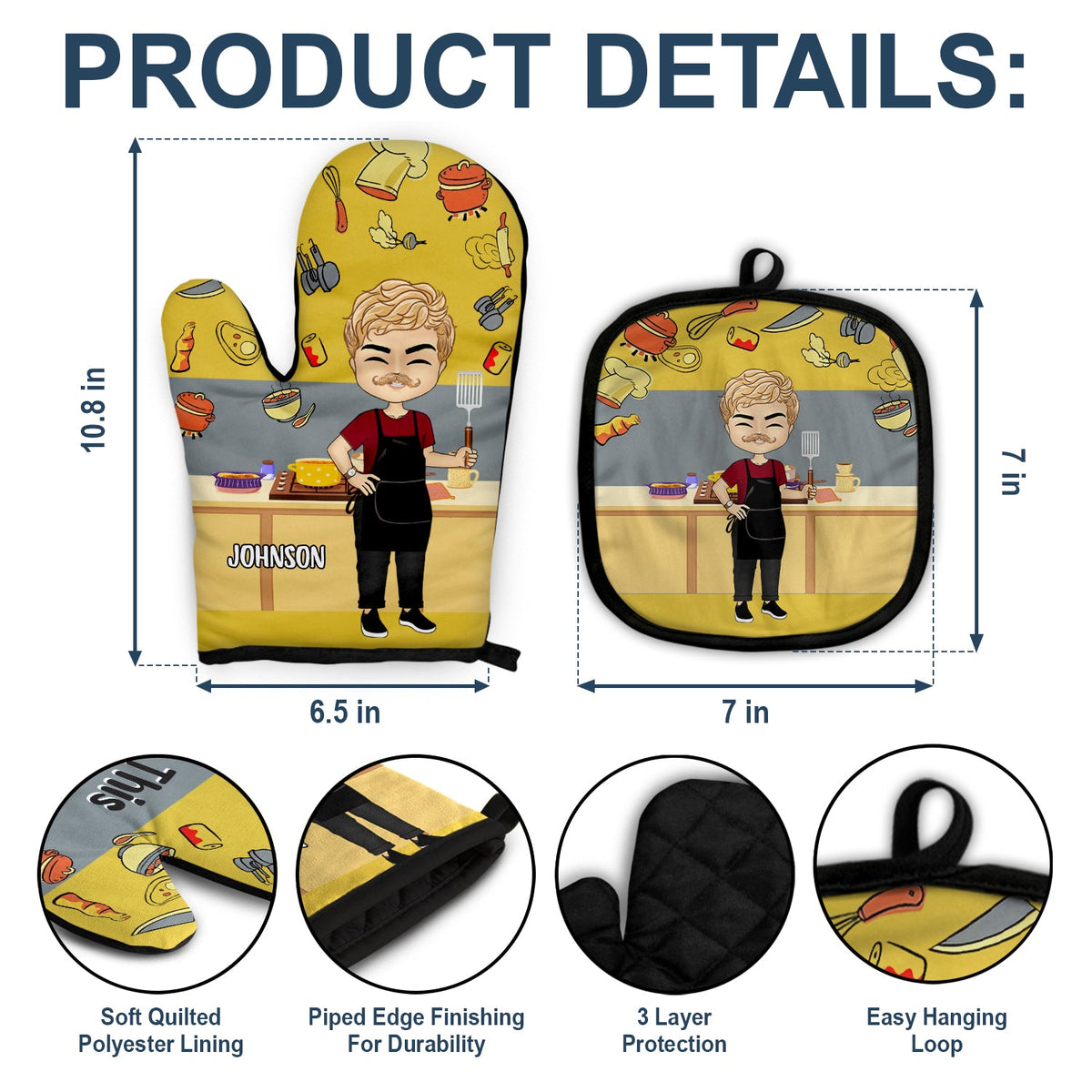 This Can Cook - Gift For Him, Gift For Father - Personalized Oven Mitts, Pot Holder