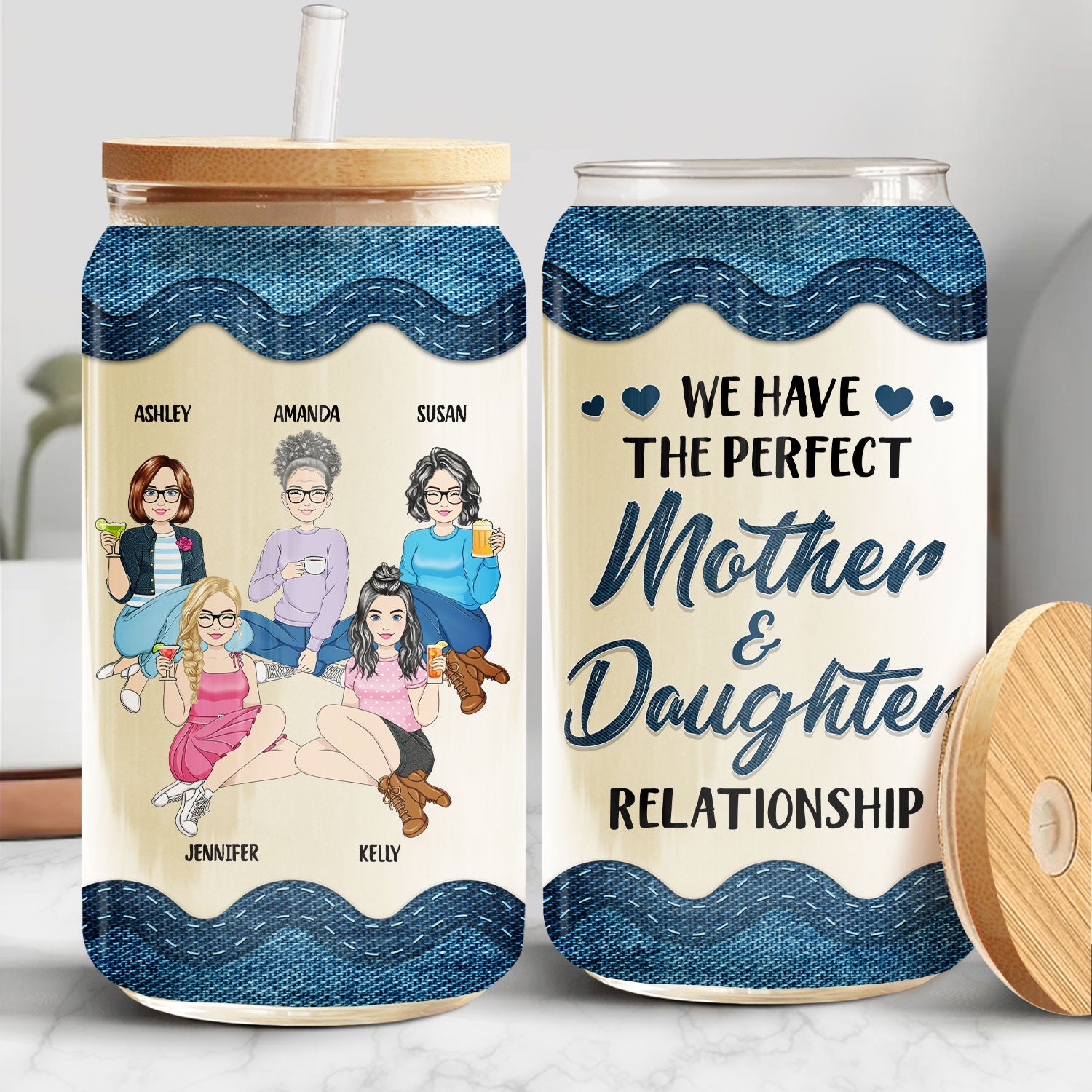 We Have The Perfect - Gift For Mother And Daughter - Personalized Clear Glass Can