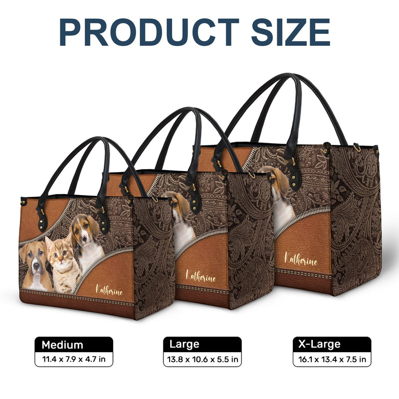 Custom Photo Dog Face - Gift For Pet Lovers - Personalized Leather Bag
