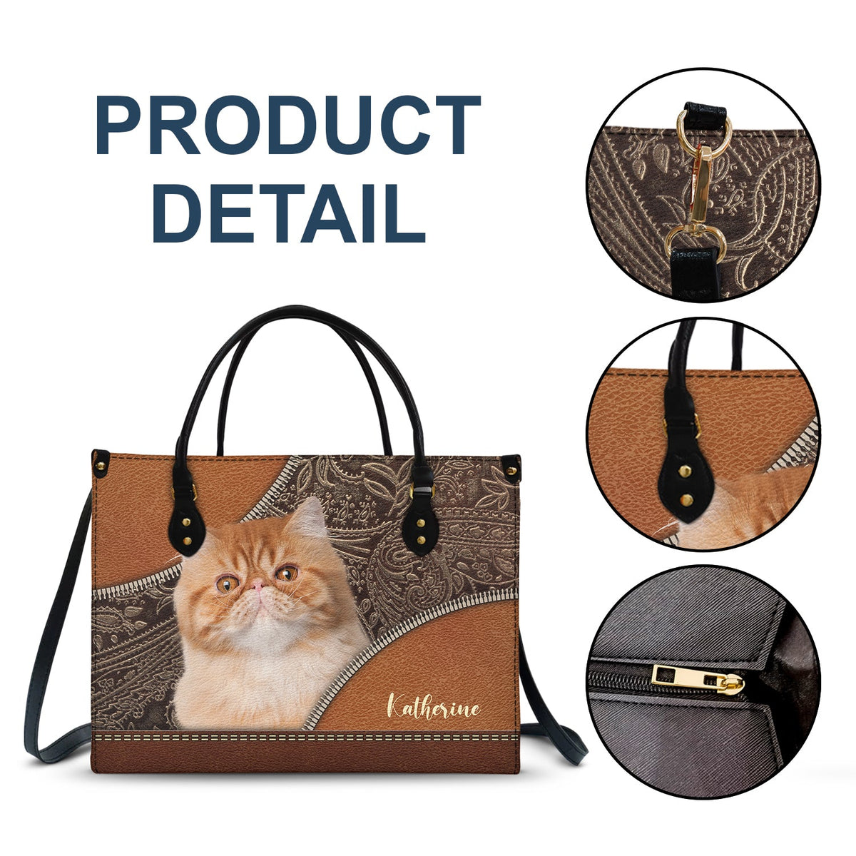 Custom Photo Dog Face - Gift For Pet Lovers - Personalized Leather Bag