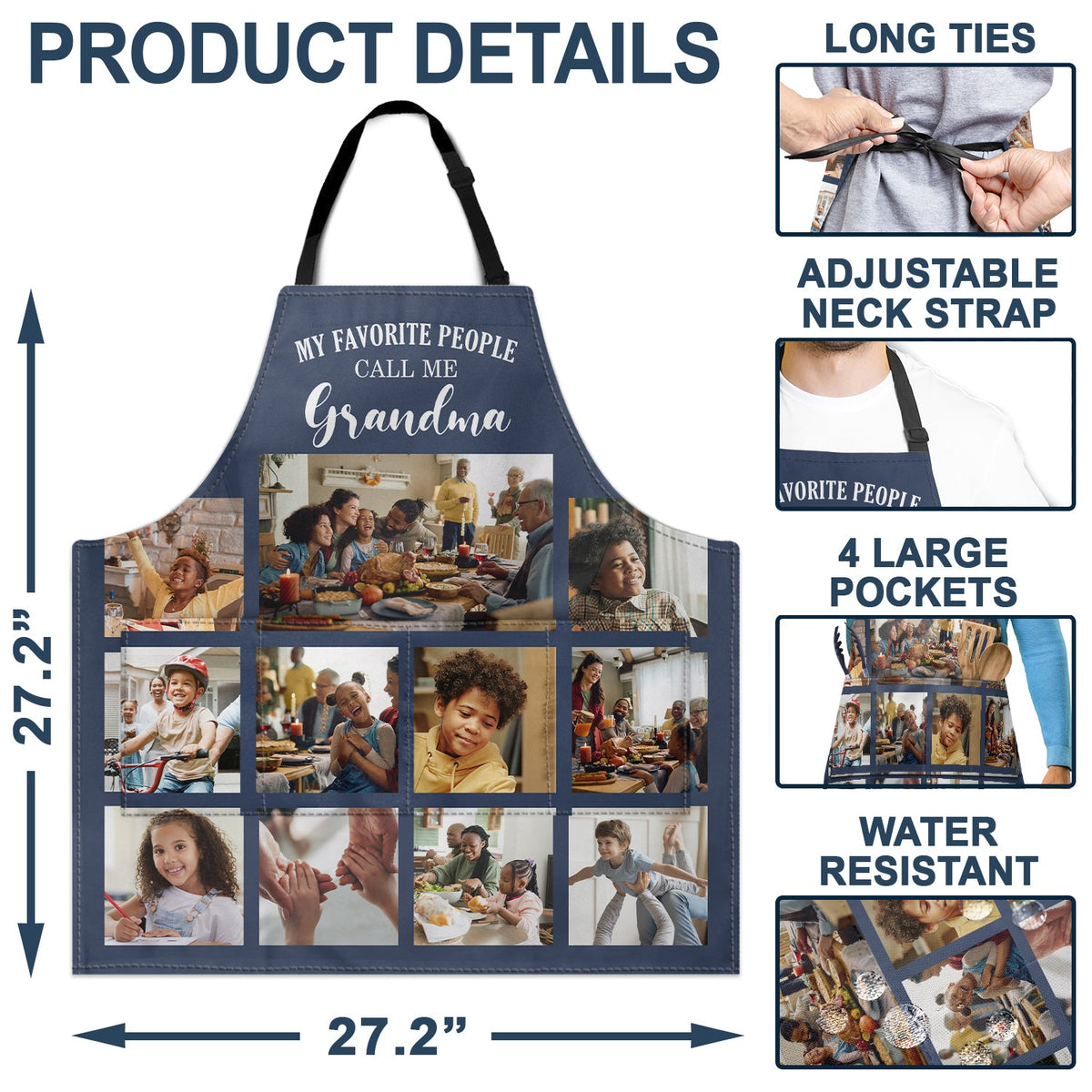 Custom Photo My Favorite People Call Me - Gift For Mother, Grandma - Personalized Apron