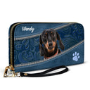 Portefeuille long en cuir personnalisé avec photo de chiens et de chats - Cadeau idéal pour les amoureux des animaux