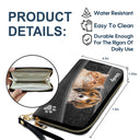 Portefeuille long en cuir personnalisé avec photo de chiens et de chats - Cadeau idéal pour les amoureux des animaux