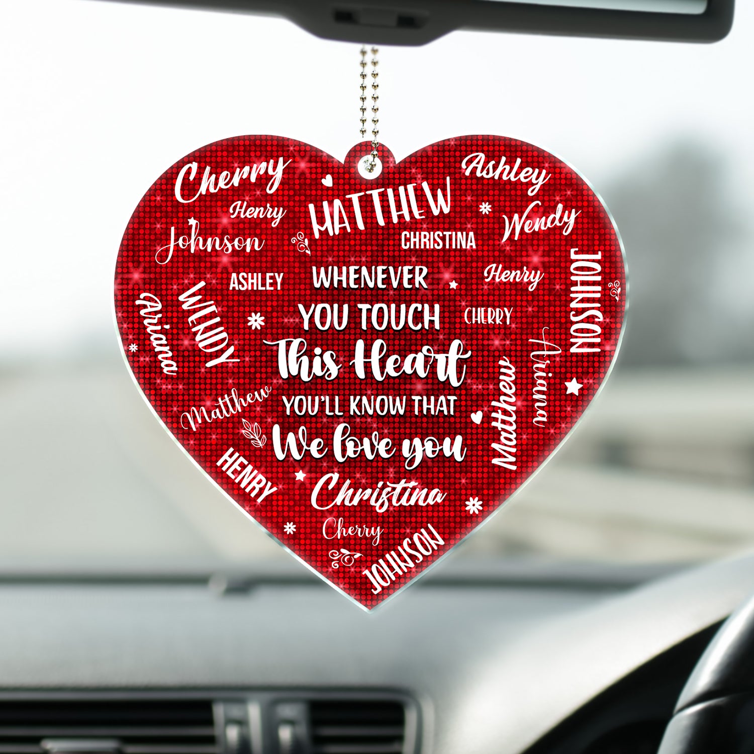 Whenever You Touch This Heart - Loving Gift For Mom, Grandma - Personalized Acrylic Car Hanger