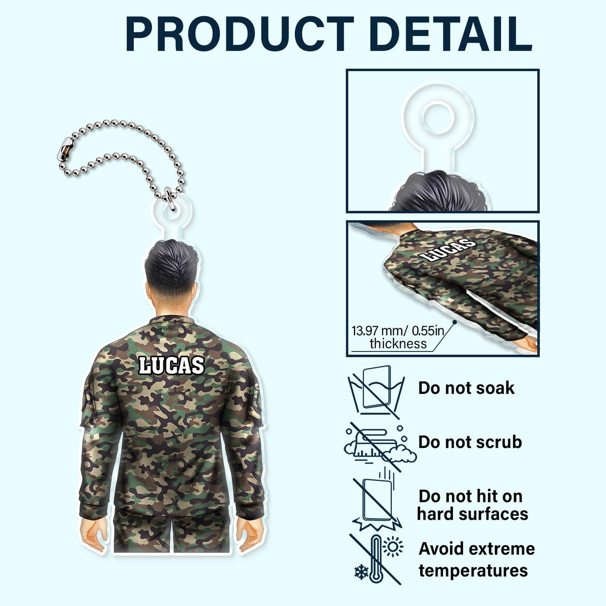 Veteran Army Military Uniform - Personalized Acrylic Car Hanger