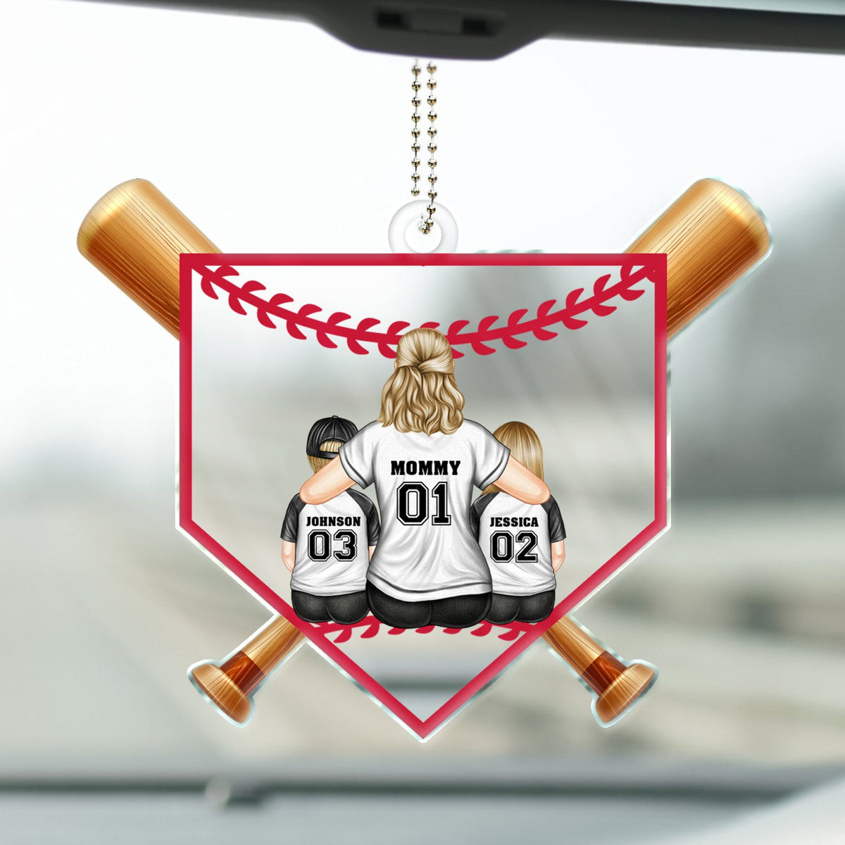 Baseball Mom - Gift For Sport Mom, Baseball, Softball Mom - Personalized Acrylic Car Hanger