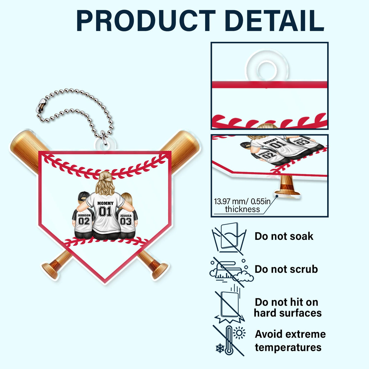 Baseball Mom - Gift For Sport Mom, Baseball, Softball Mom - Personalized Acrylic Car Hanger