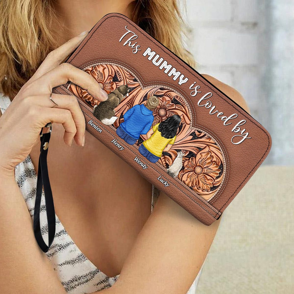 This Is Loved By Leather - Gift For Mother, Grandma - Personalized Leather Long Wallet