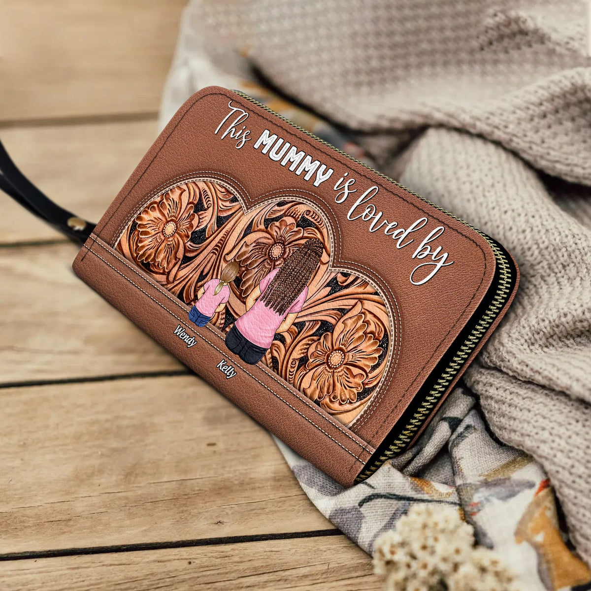 This Is Loved By Leather - Gift For Mother, Grandma - Personalized Leather Long Wallet