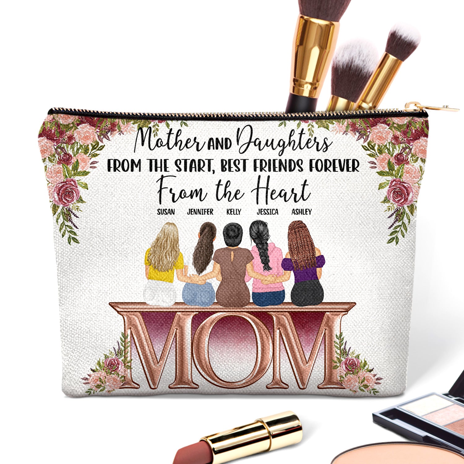 Mother And Daughters Best Friends Forever - Birthday, Loving Gift For Mom, Mum, Mama - Personalized Cosmetic Bag