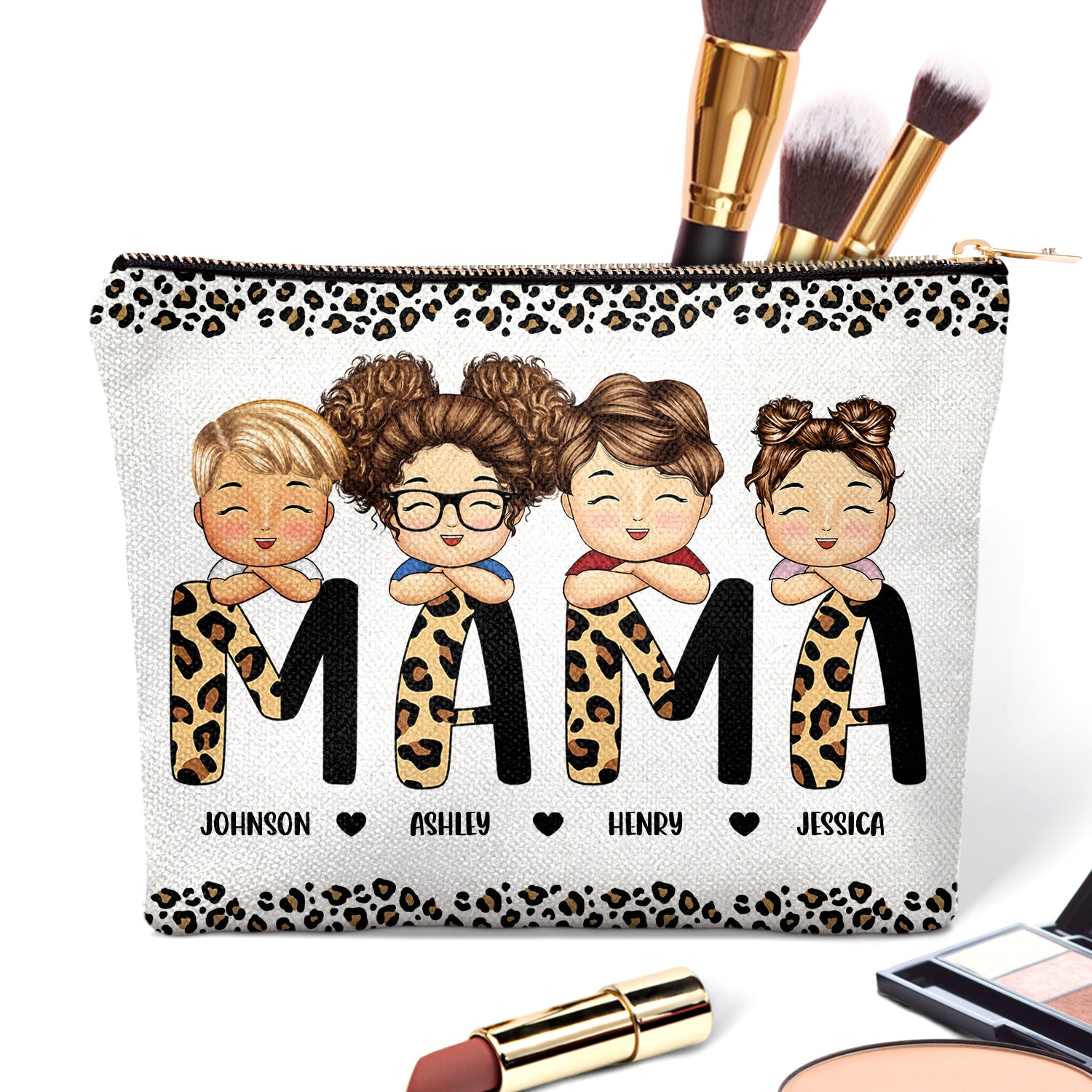 Leopard Mama Nana Title - Birthday, Loving Gift For Mom, Mum, Mother, Grandma, Grandmother - Personalized Cosmetic Bag