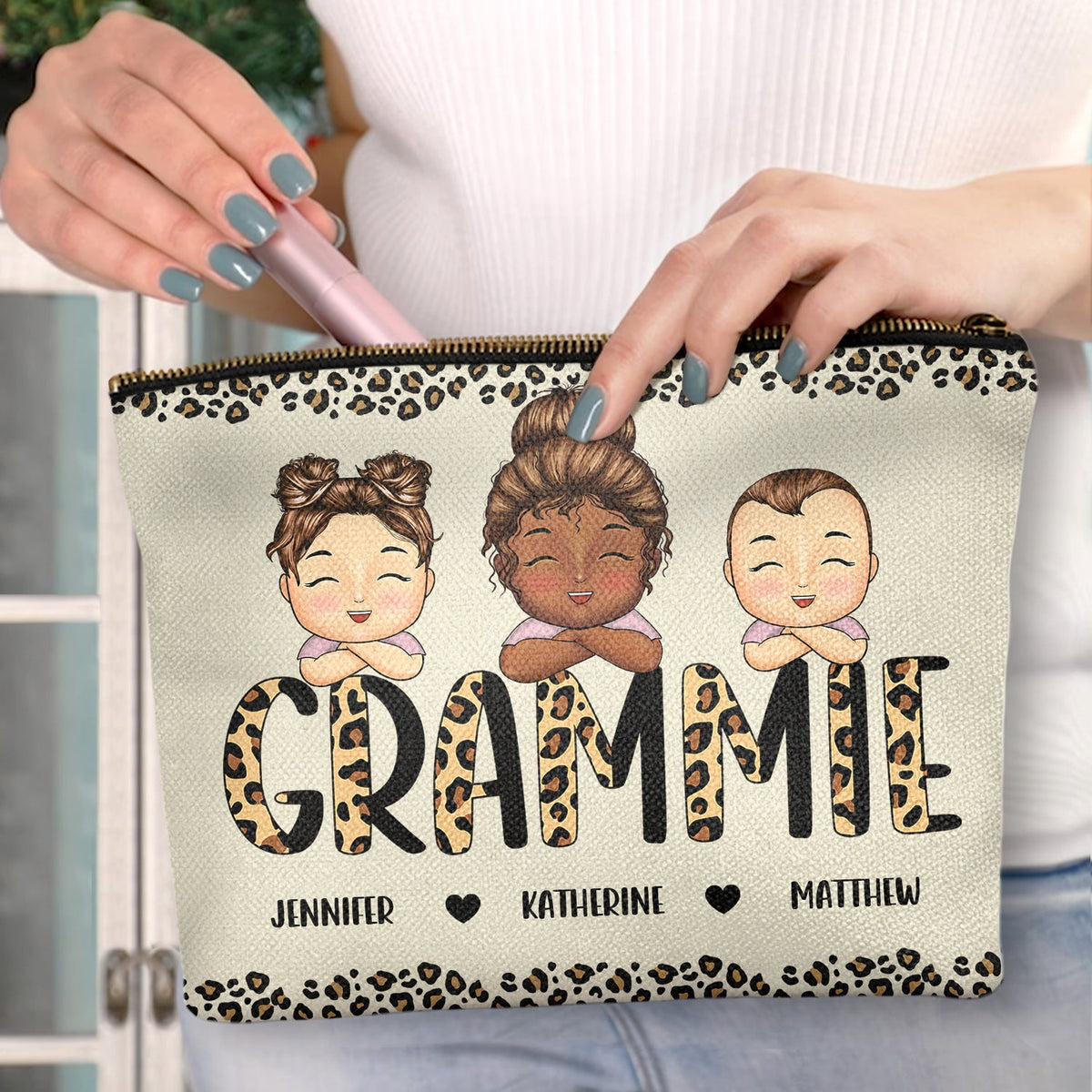 Léopard Mama Nana Titre - Anniversaire, Cadeau d'amour pour maman, maman, mère, grand-mère, grand-mère - Trousse de maquillage personnalisée